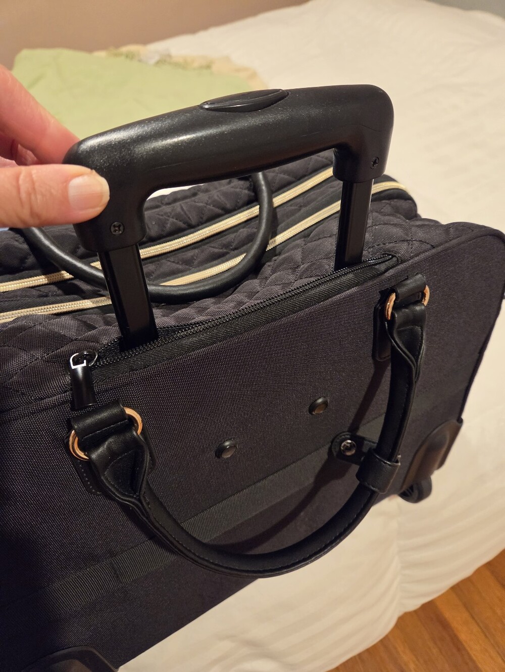 Quilted Black Travel Rolling Tote - Women's Carry-On. Very light use. - Picture 11 of 14